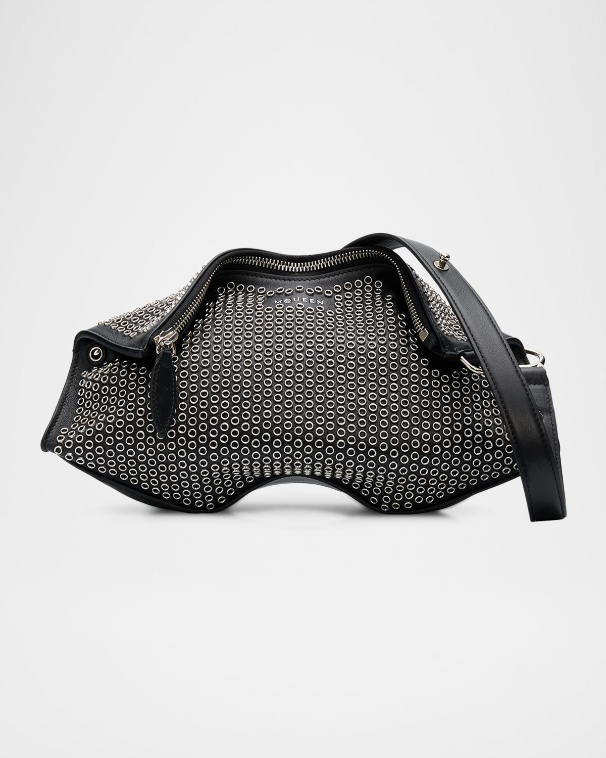 McQueen Manta Eyelet-Covered Leather Clutch Bag
