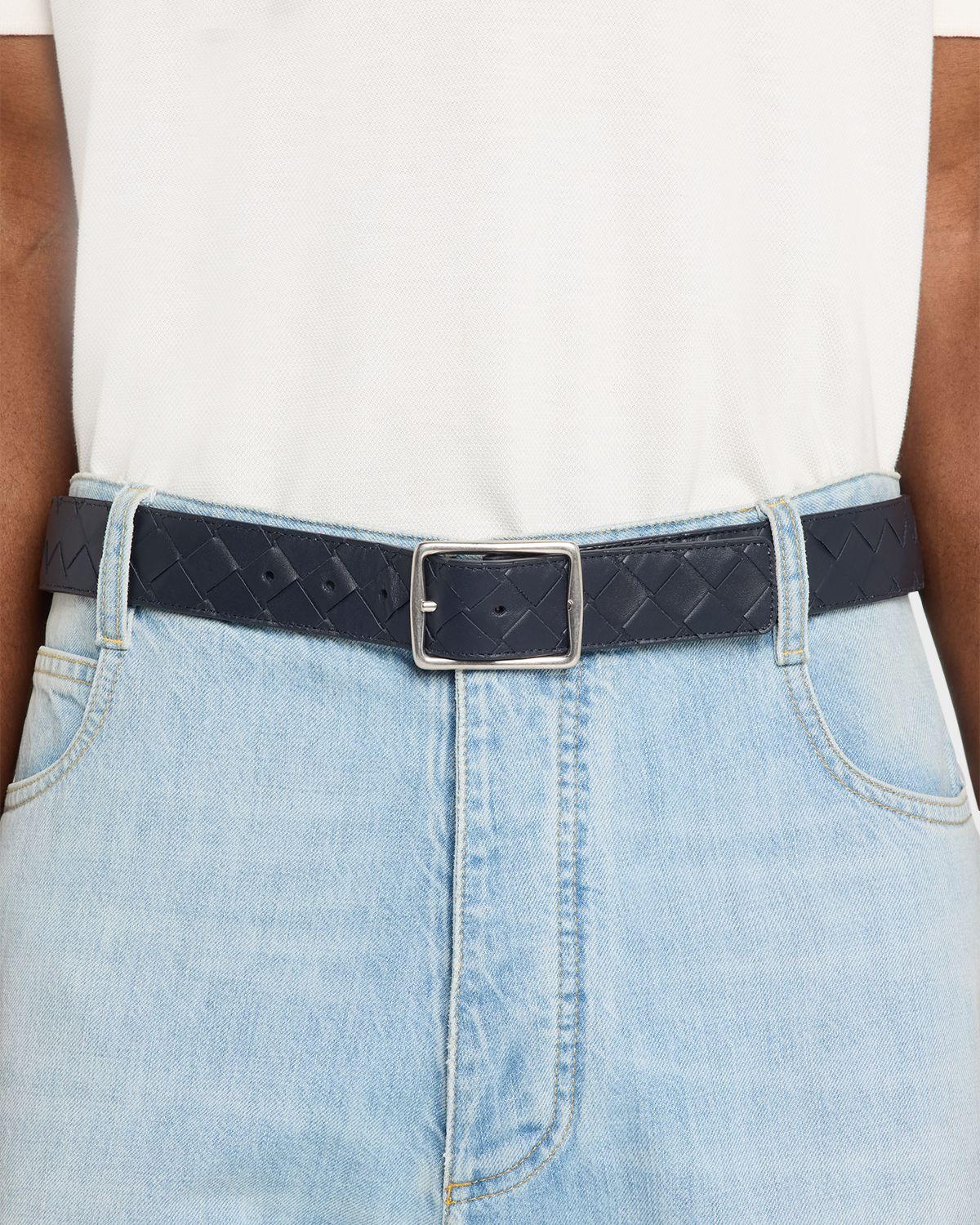 Bottega Veneta Men 's Intrecciato Reversible Leather Belt