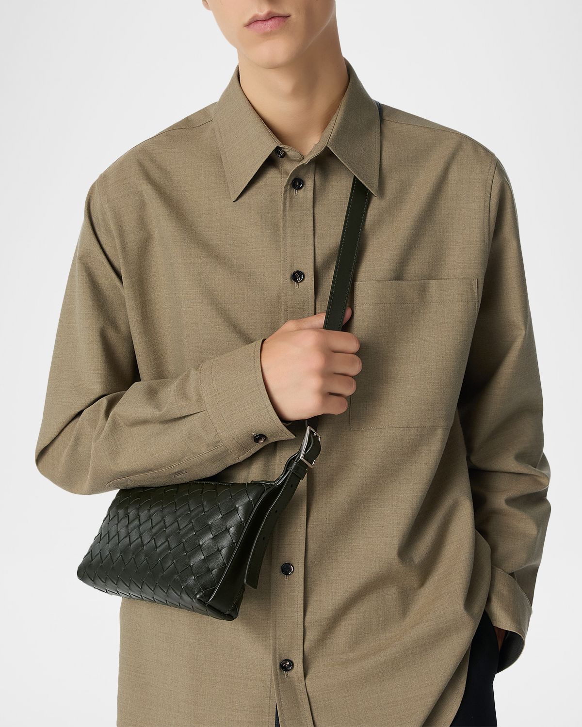 Bottega Veneta Men 's Traveler Leather Phone Pouch