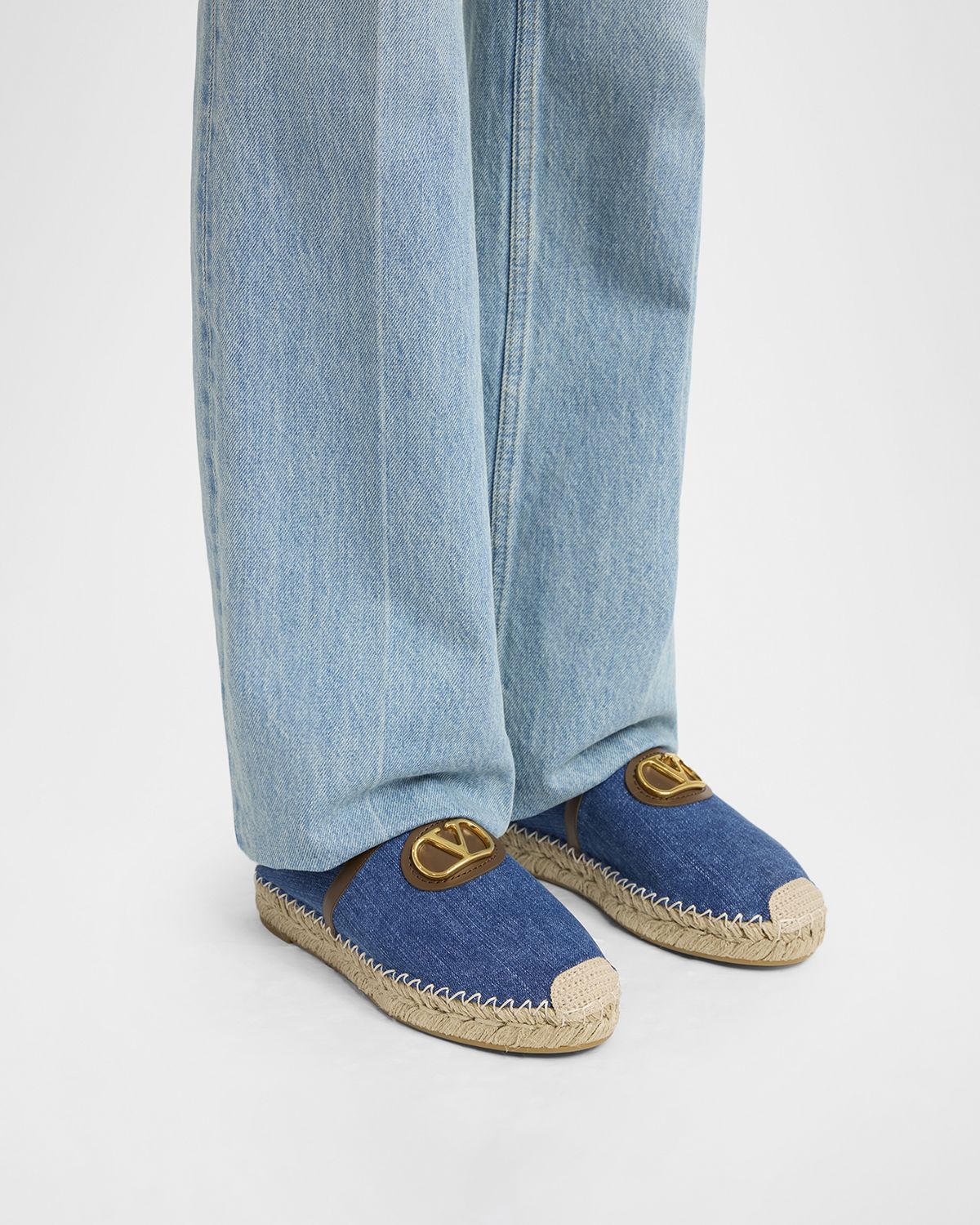 Valentino Garavani VLogo Denim Espadrille Mules