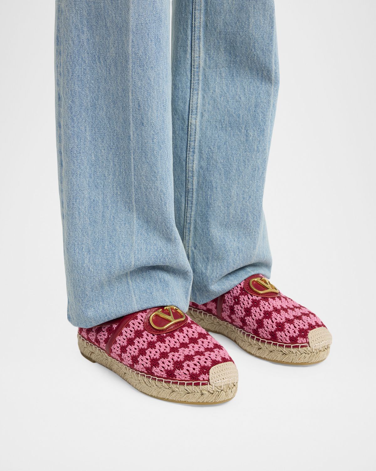 Valentino Garavani VLogo Signature Crochet Espadrille Mules