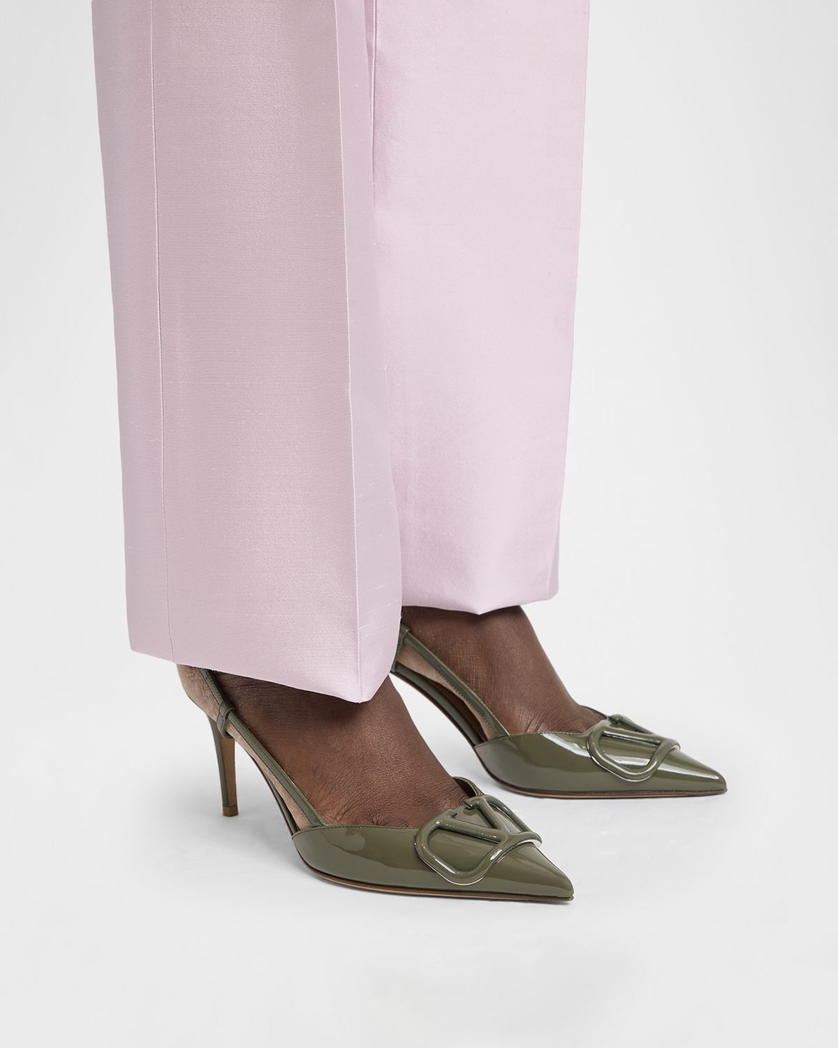 Valentino Garavani 80mm VLogo Signature Patent Leather Slingback Pumps