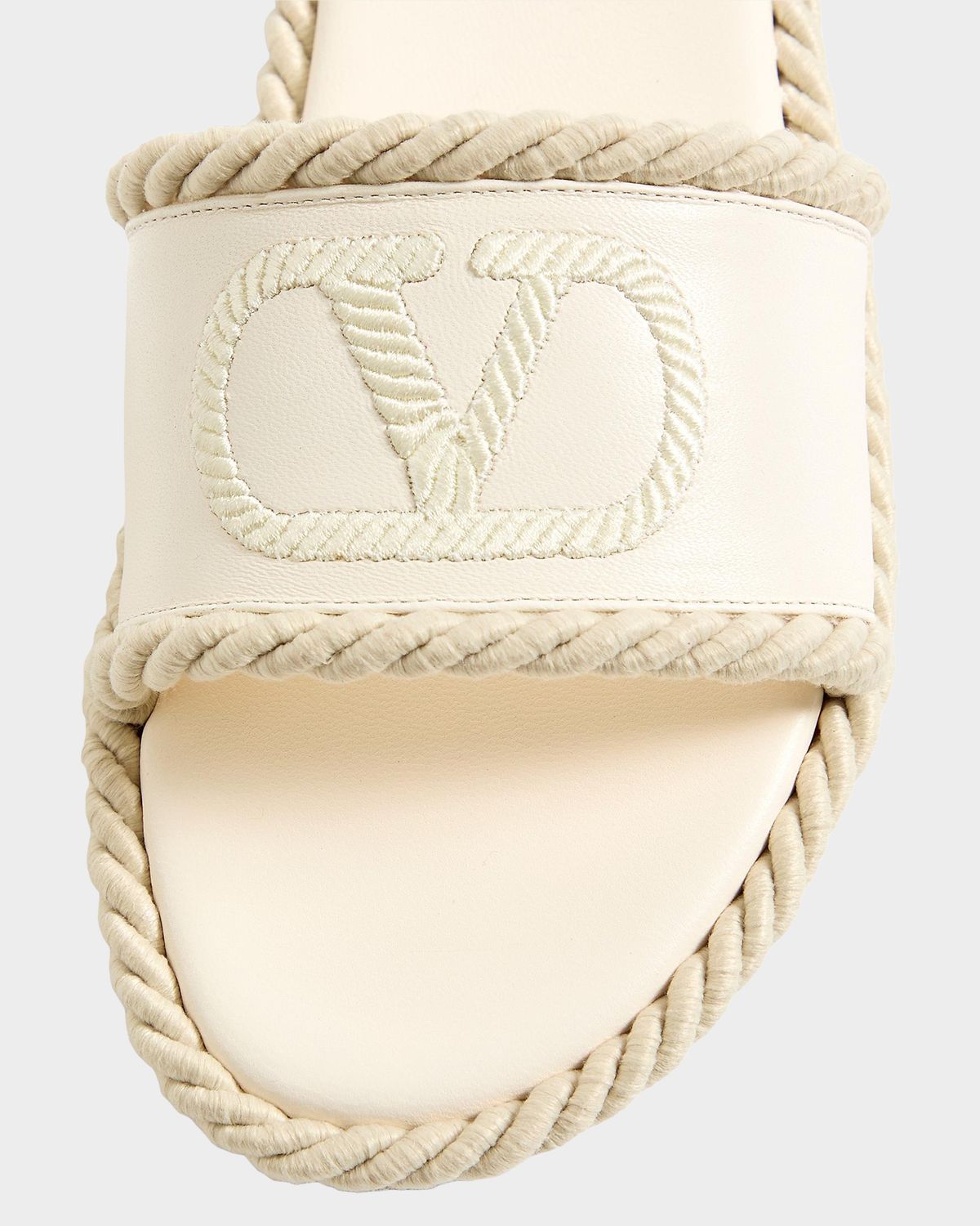 Valentino Garavani 5mm VLogo Leather Flat Slide Sandals
