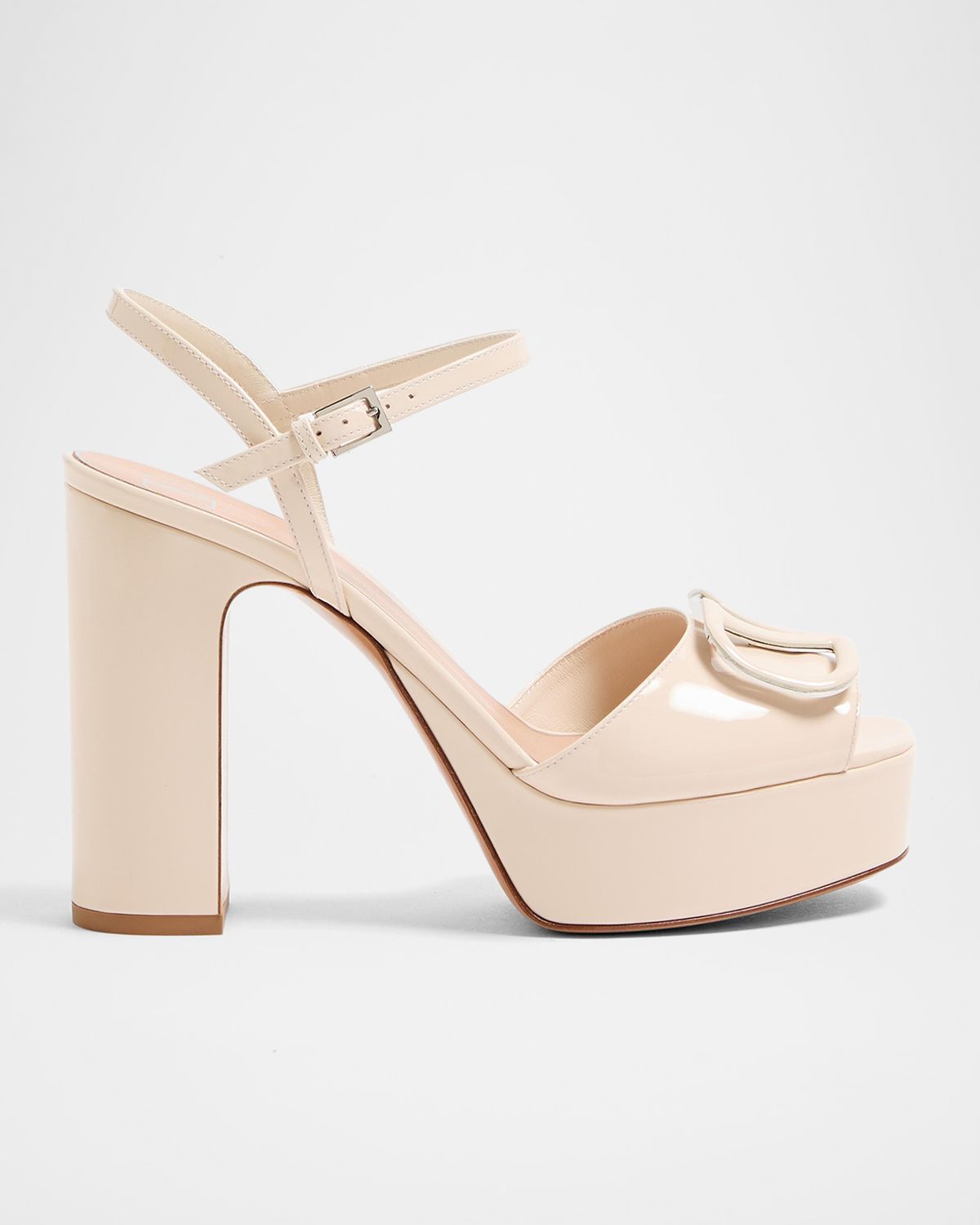 Valentino Garavani 115mm VLogo Signature Patent Leather Platform Sandals