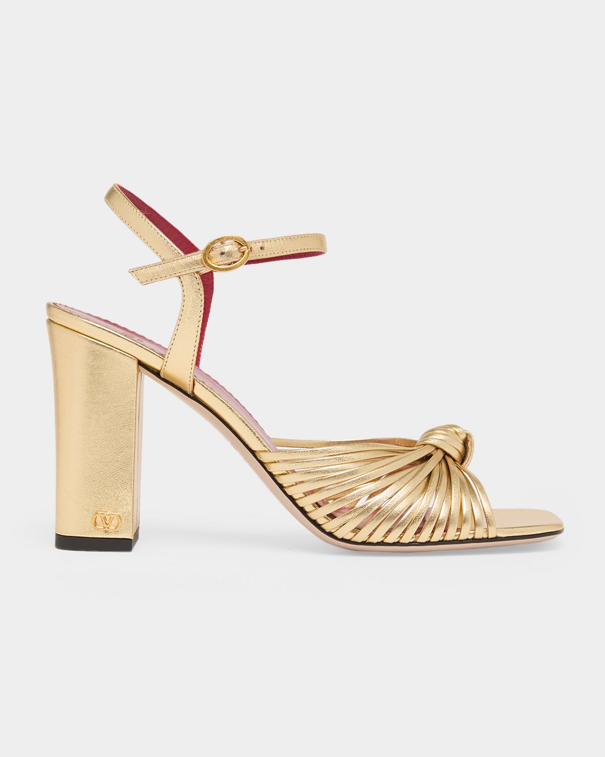 Valentino Garavani 90mm VLogo Anne Metallic Leather Block-Heel Sandals | Thumbnail 7 Valentino Garavani 90mm VLogo Anne Metallic Leather Block-Heel Sandals | Thumbnail 7