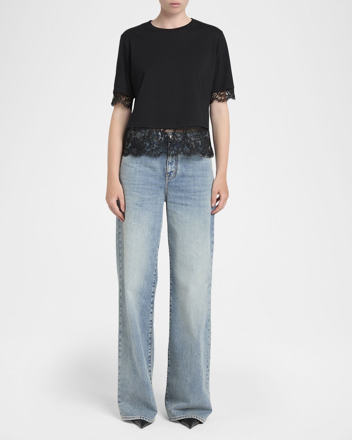 McQueen Lace Layered Short-Sleeve T-Shirt