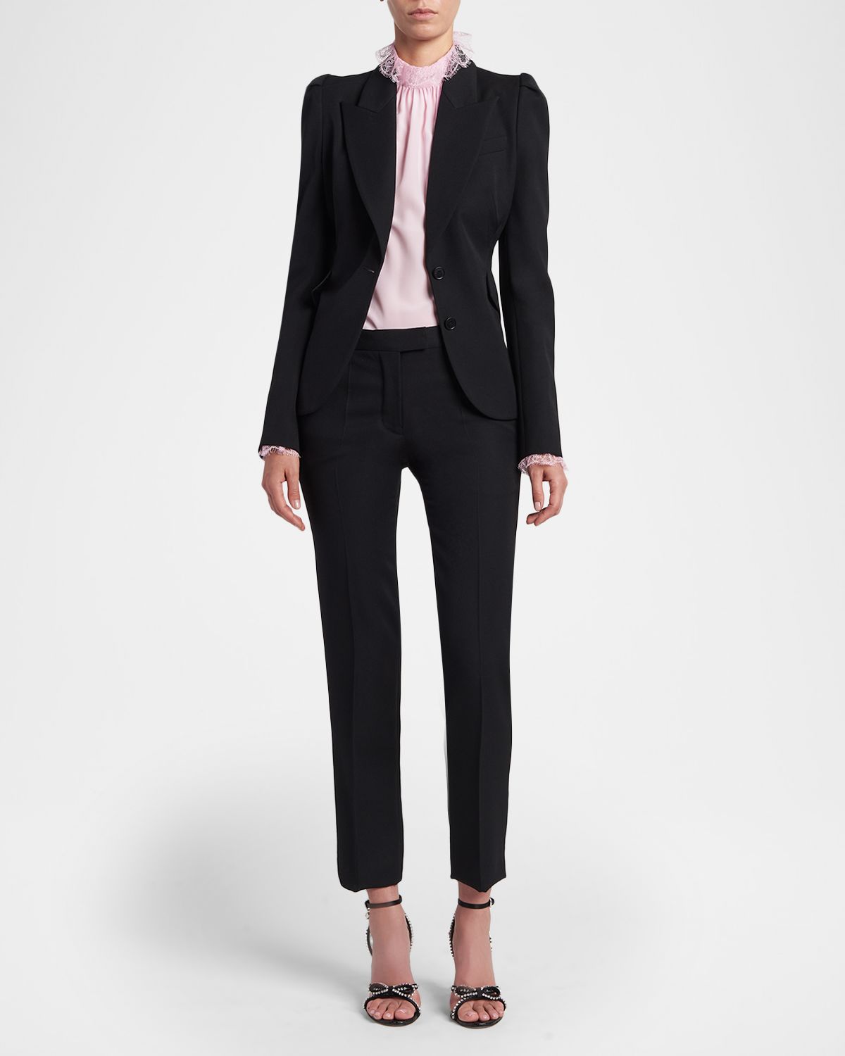 McQueen Mid-Rise Wool Slim-Leg Ankle Trousers