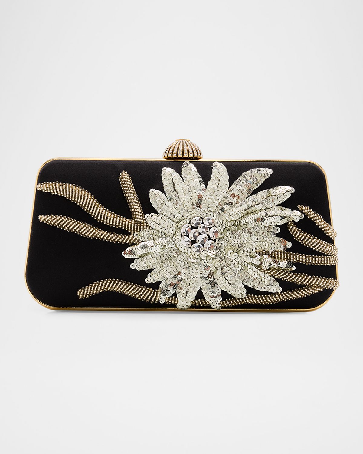 Valentino Garavani Carry Secrets Sequin Floral Satin Clutch Bag