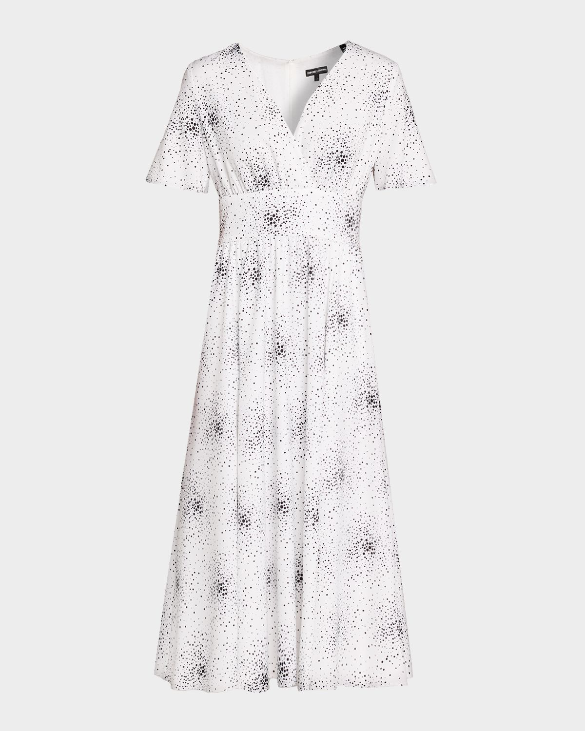 Emporio Armani Dotted Flutter-Sleeve Midi Dress