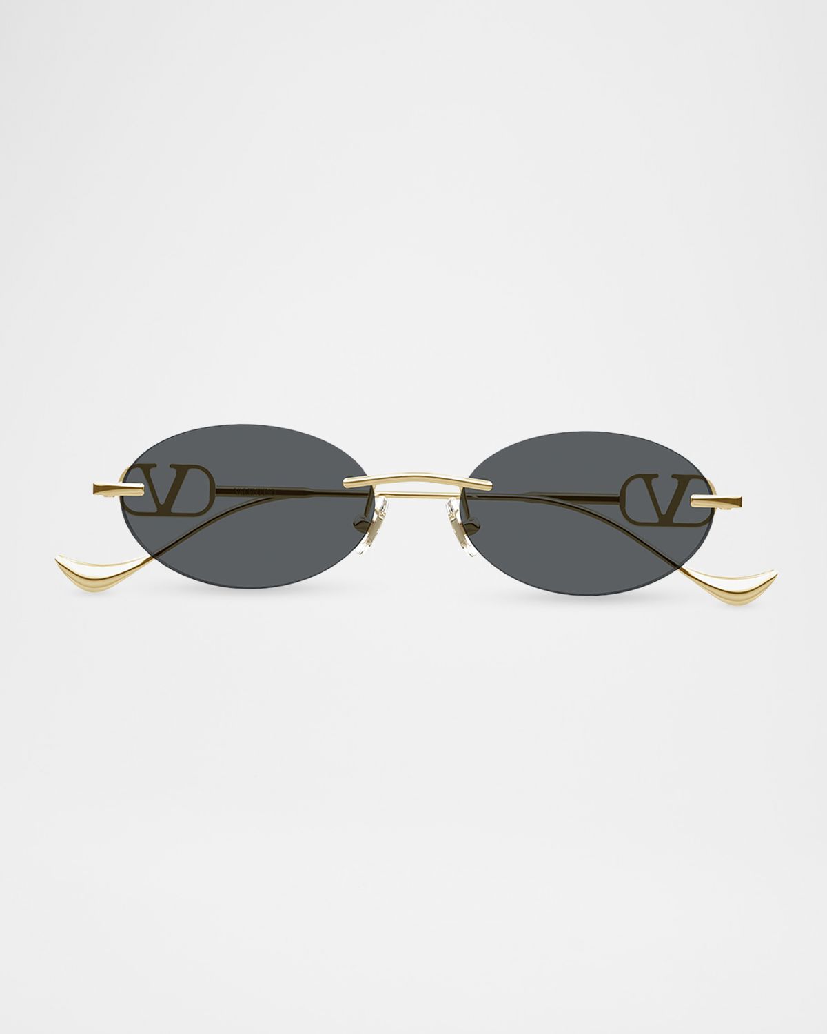 Valentino Garavani VLogo 53mm Metal Oval Sunglasses