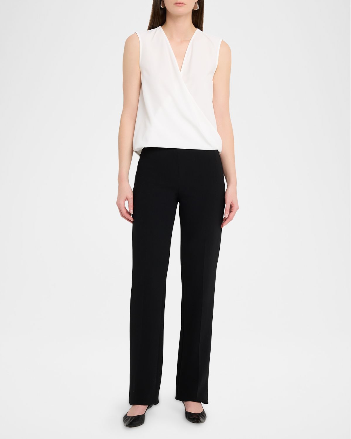 Emporio Armani Sleeveless Faux-Wrap Crepe Shell