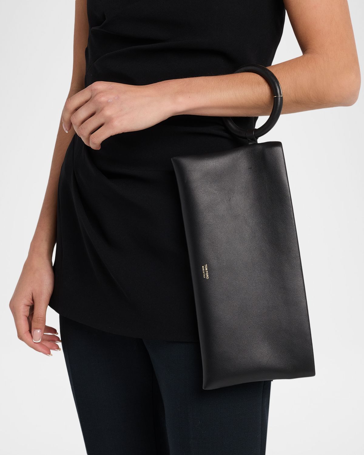 TOM FORD Ring Elongated Leather Clutch Bag | Thumbnail 6