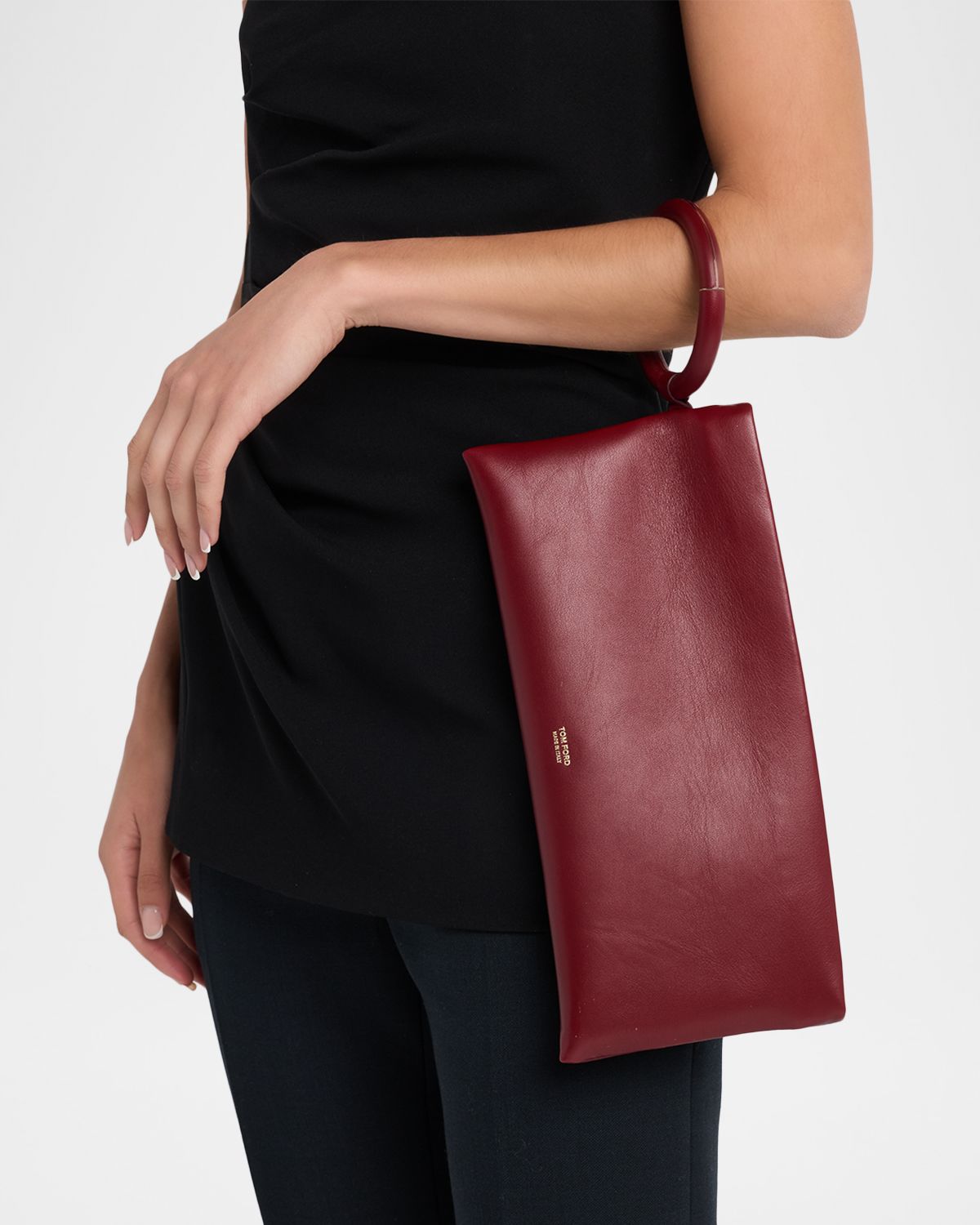TOM FORD Ring Elongated Leather Clutch Bag