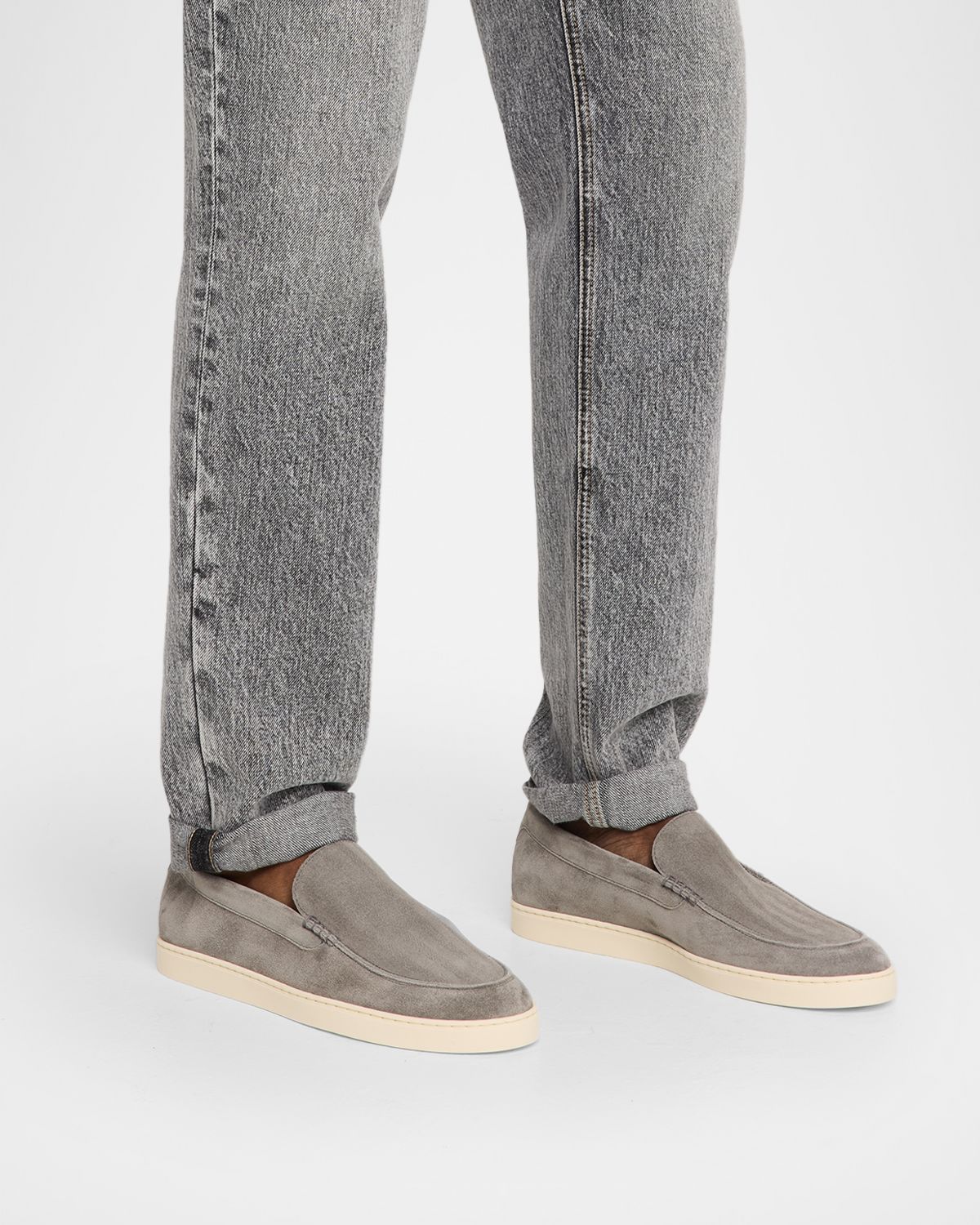 Brunello Cucinelli Men 's Chevron Suede Slip-On Sneakers