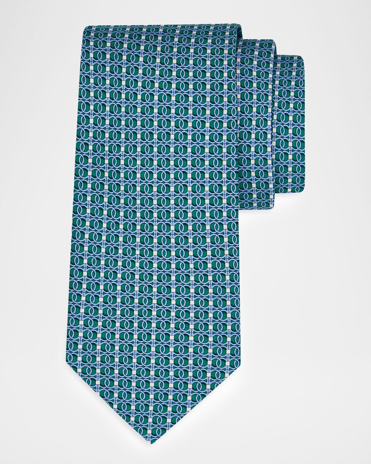 Ferragamo Men 's Gancini Chain-Print Silk Tie