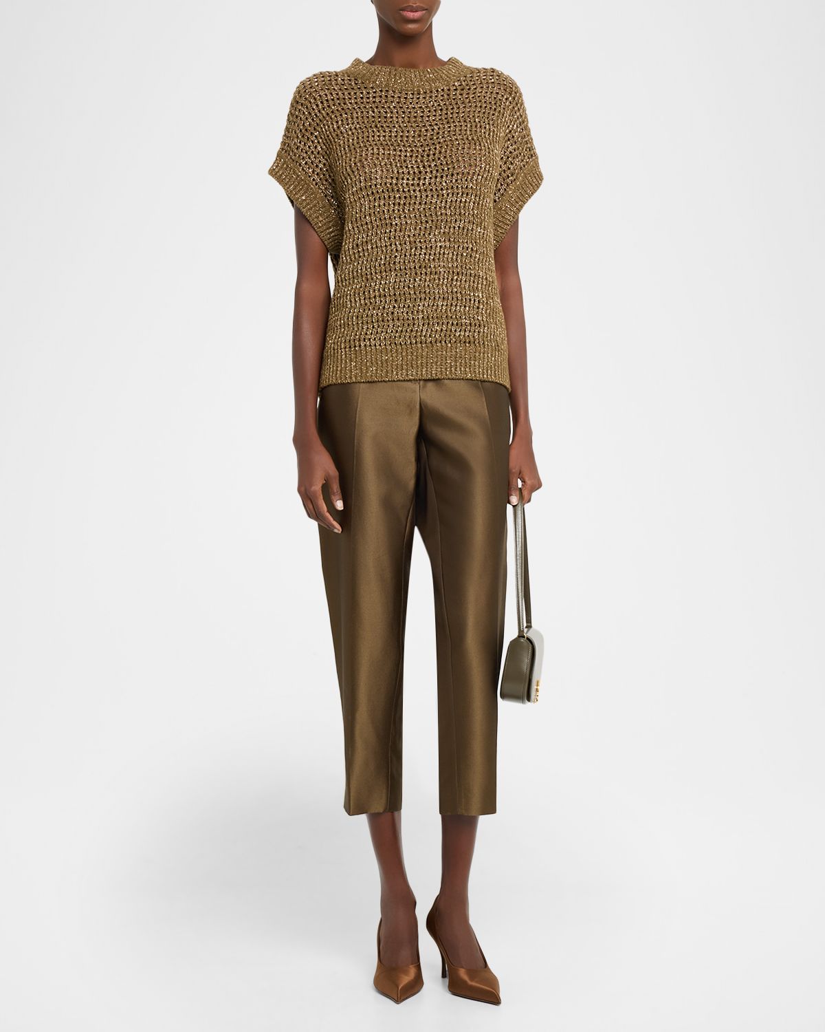 Max Mara Studio Cropped Cotton-Silk Pants