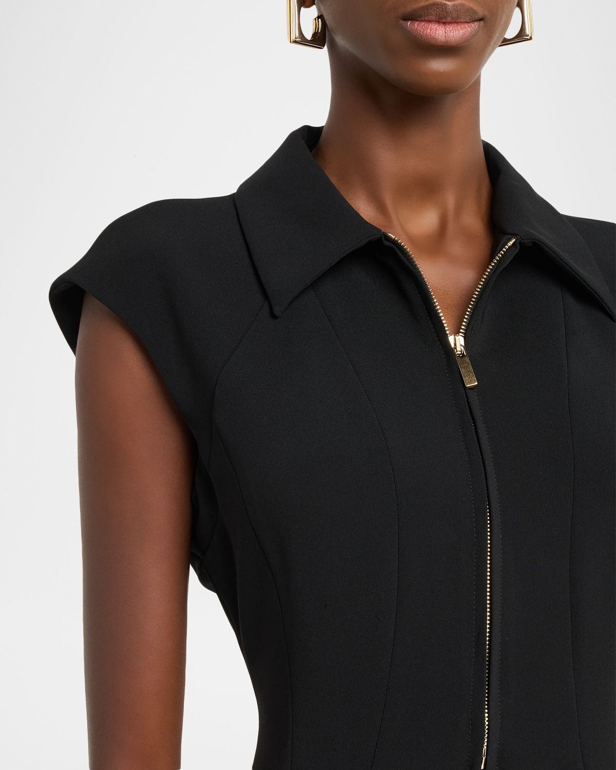 Max Mara Studio Cap-Sleeve Column Midi Dress