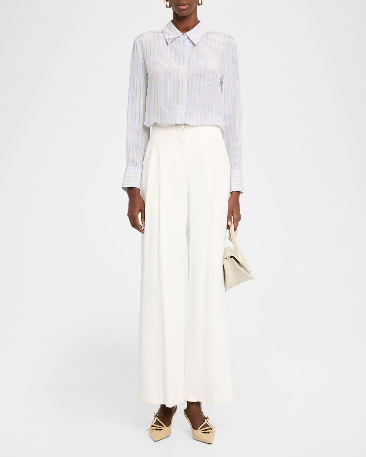 Max Mara Studio Striped Button-Down Silk Shirt