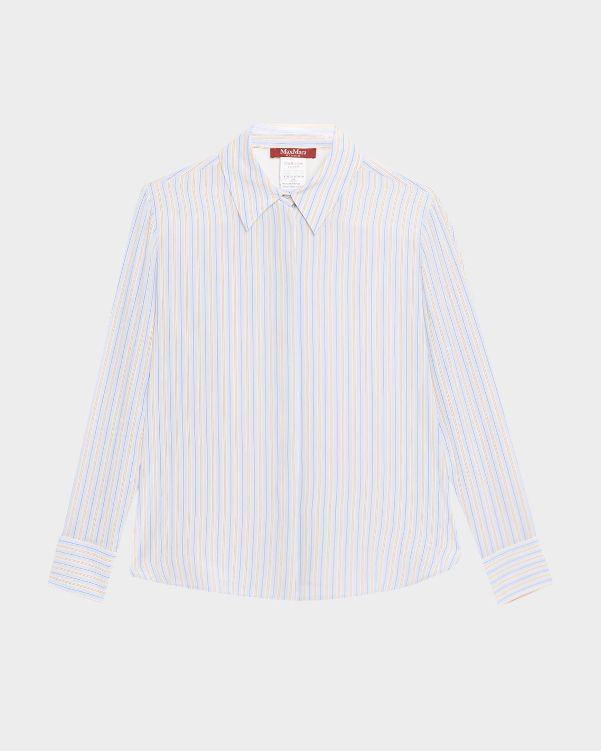 Max Mara Studio Striped Button-Down Silk Shirt