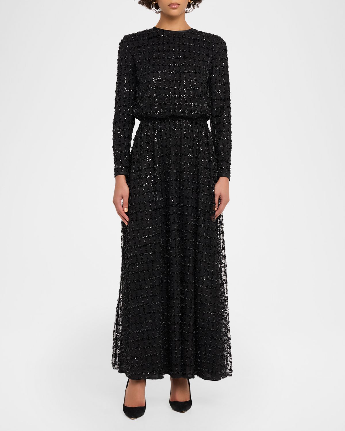 Emporio Armani Sequined Tulle Long Dress