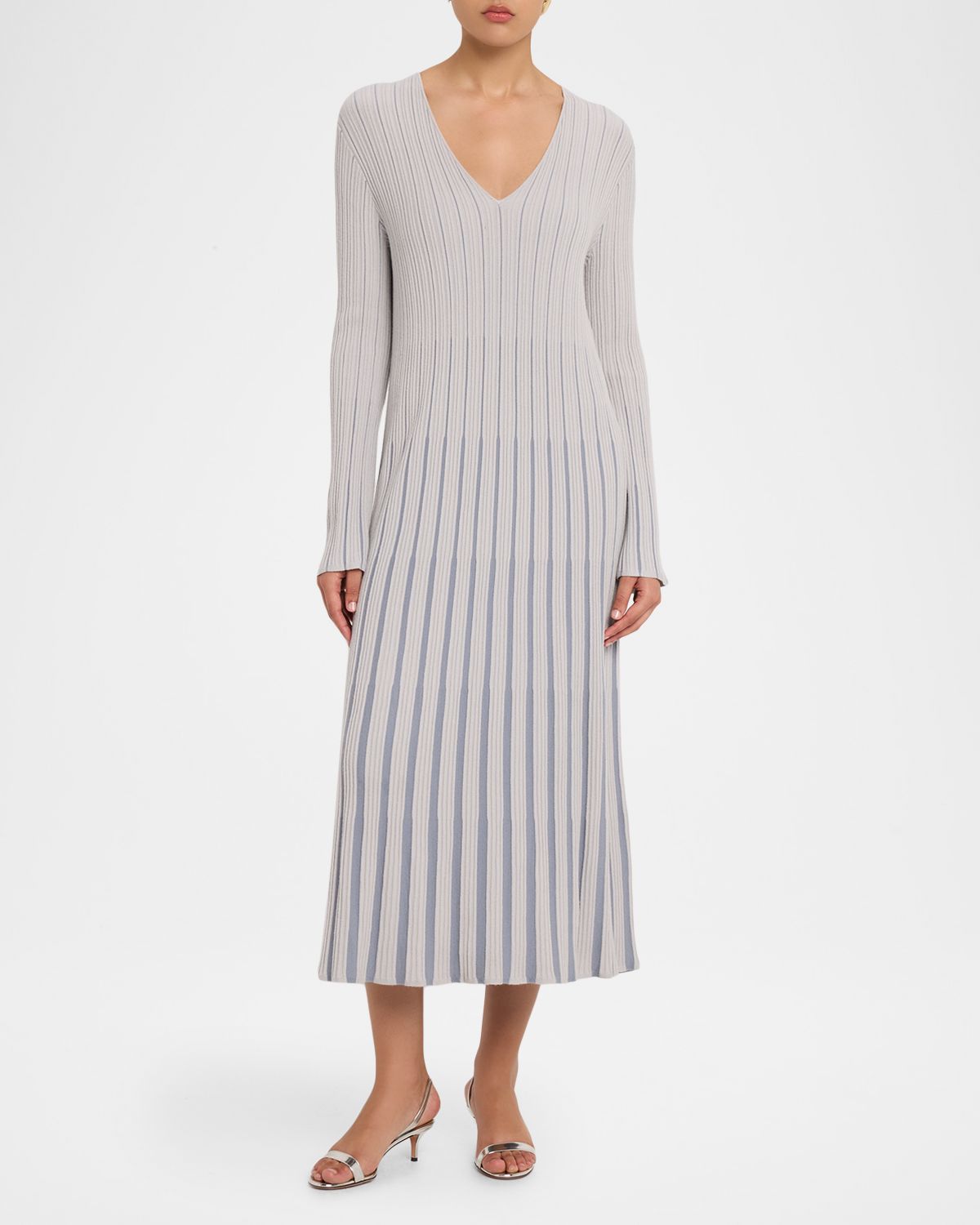 Emporio Armani Long-Sleeve V-Neck Midi Dress