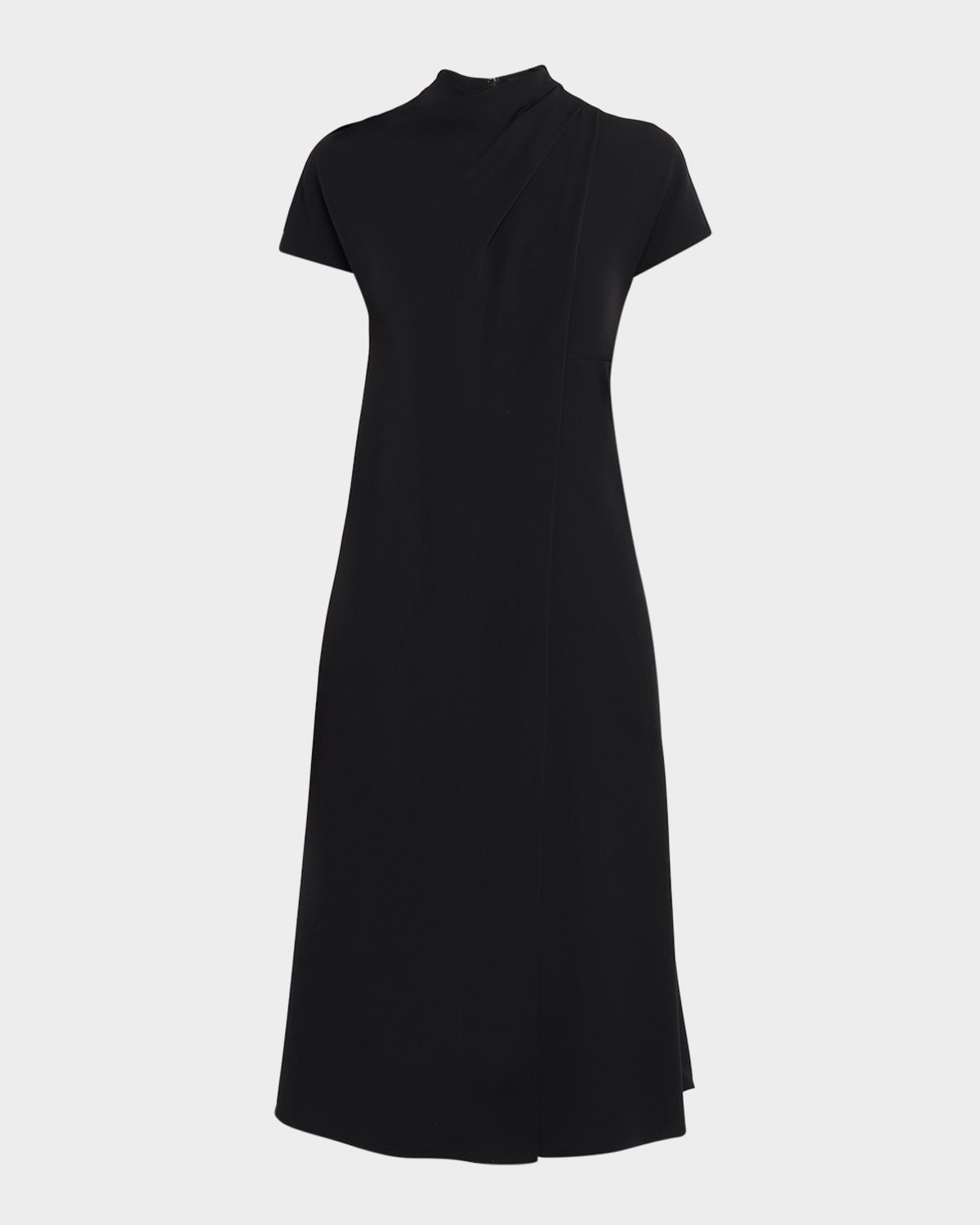 Emporio Armani Pleated Technical Cady Midi Dress