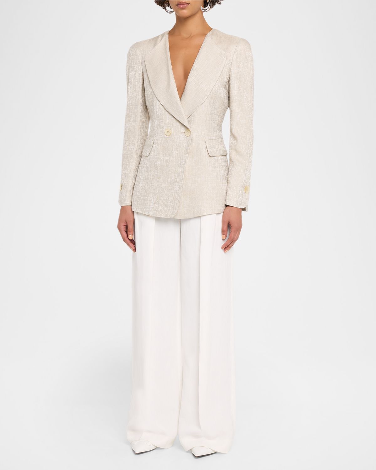 Emporio Armani Icon Double-Breasted Armure Jacquard Jacket