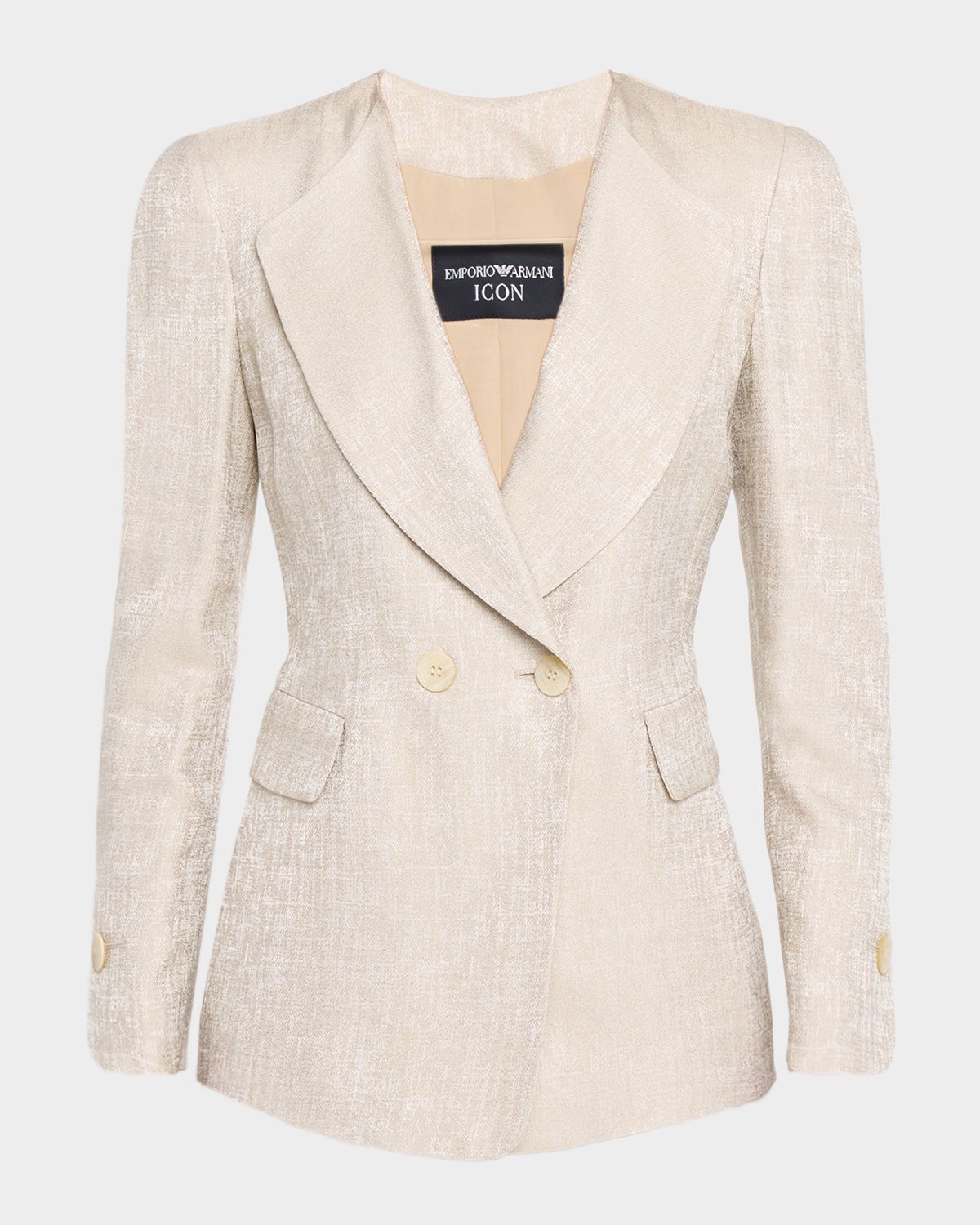 Emporio Armani Icon Double-Breasted Armure Jacquard Jacket