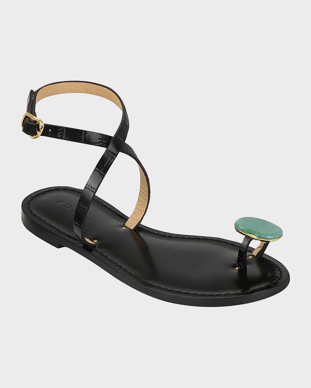 AMANU The Kigali Croc-Effect Leather Toe-Ring Sandals