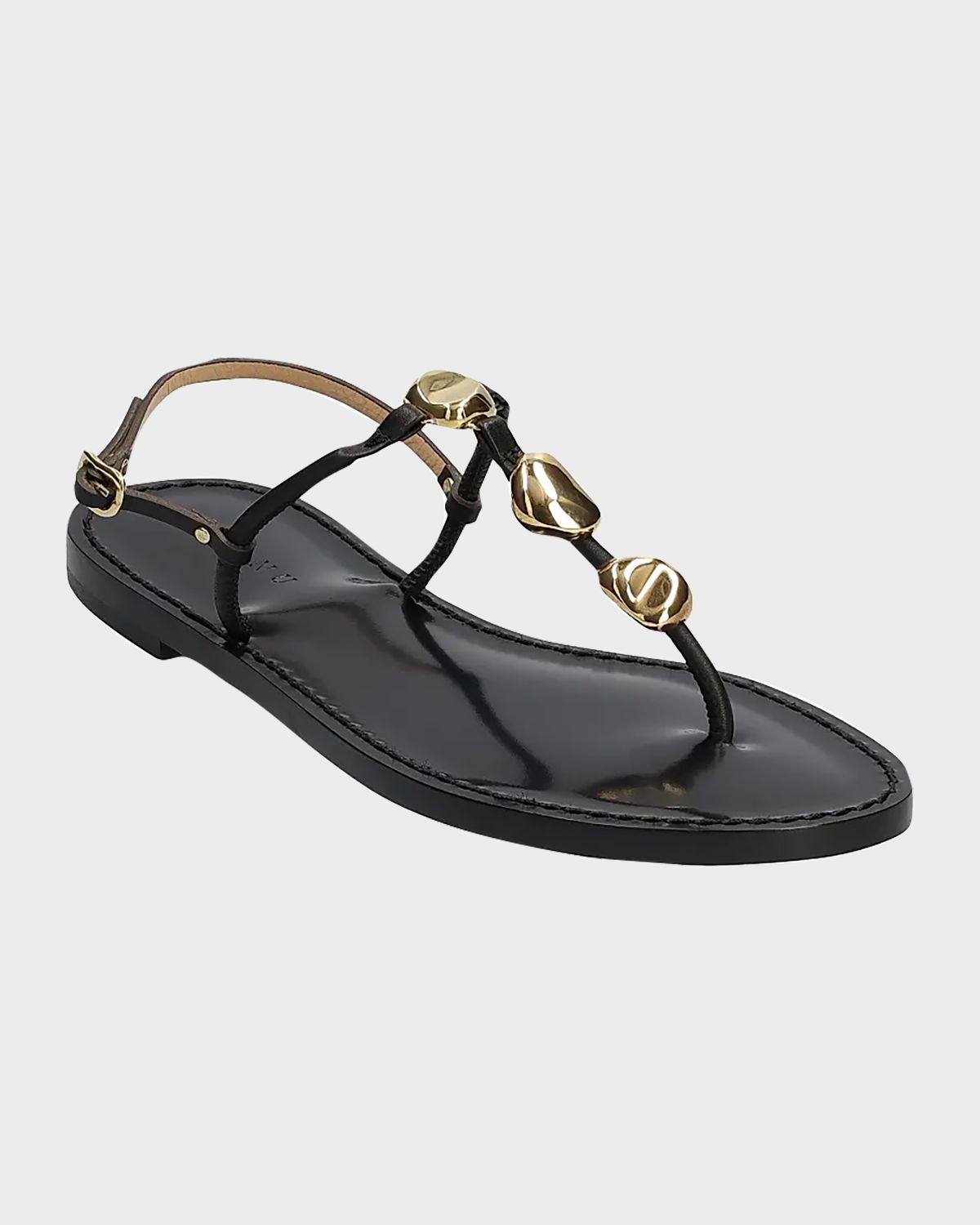 AMANU The Nairobi Leather T-Strap Sandals