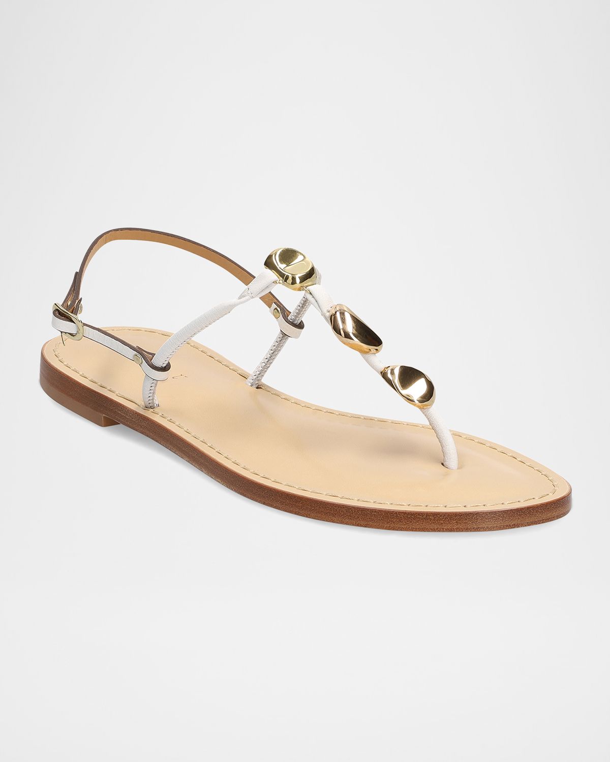 AMANU The Nairobi Leather T-Strap Sandals