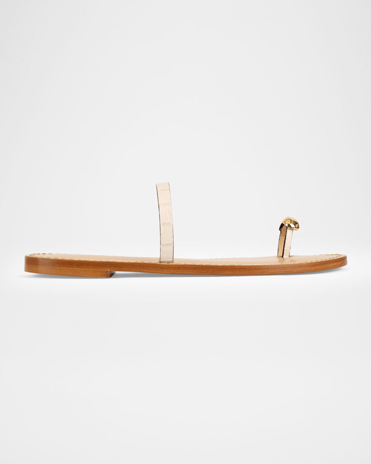 AMANU The Kibera Croc-Embossed Leather Toe-Ring Flat Sandals