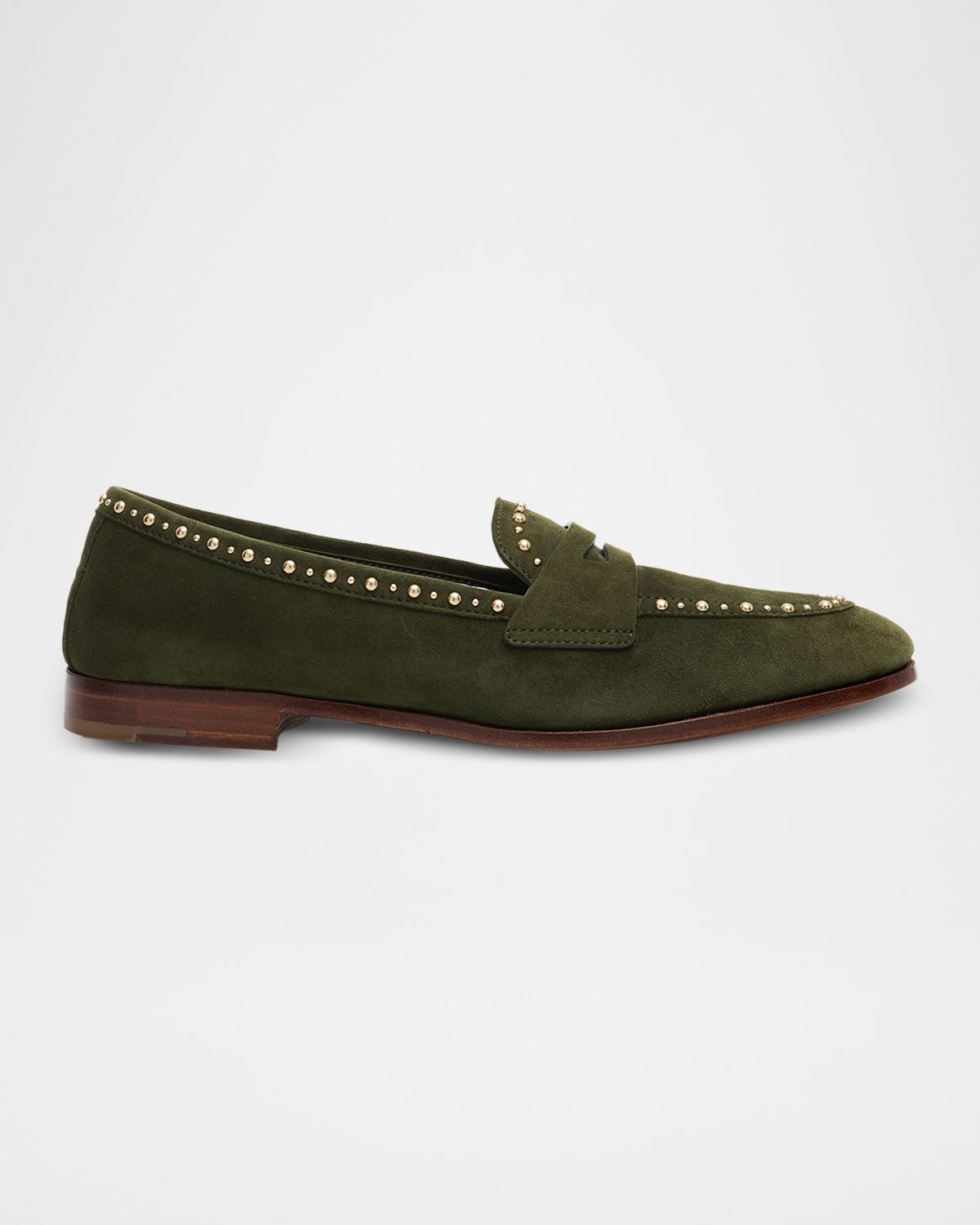 Church 's Onyx Met Studded Suede Penny Loafers