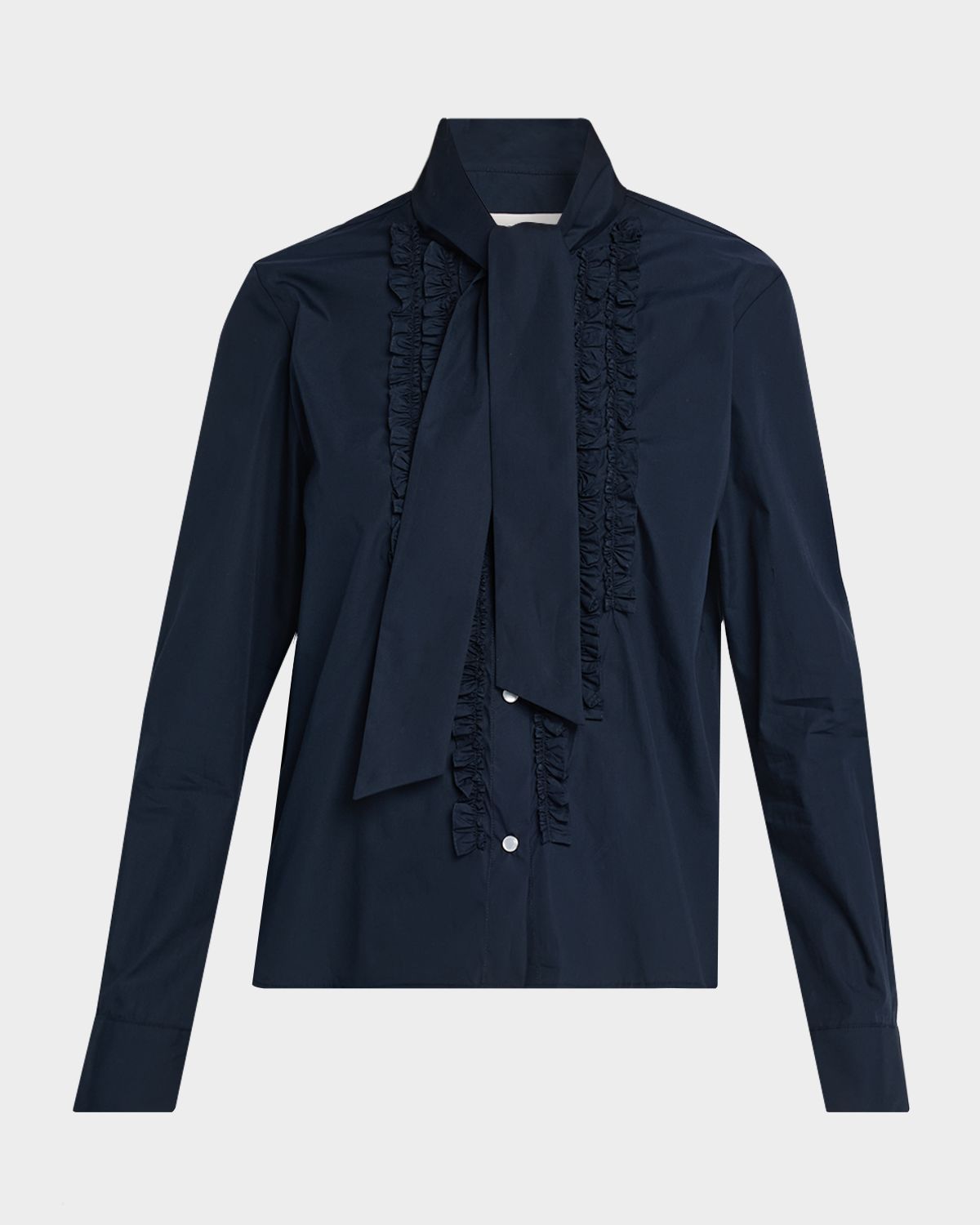 TWP Connor Tie-Neck Long-Sleeve Tuxedo Shirt