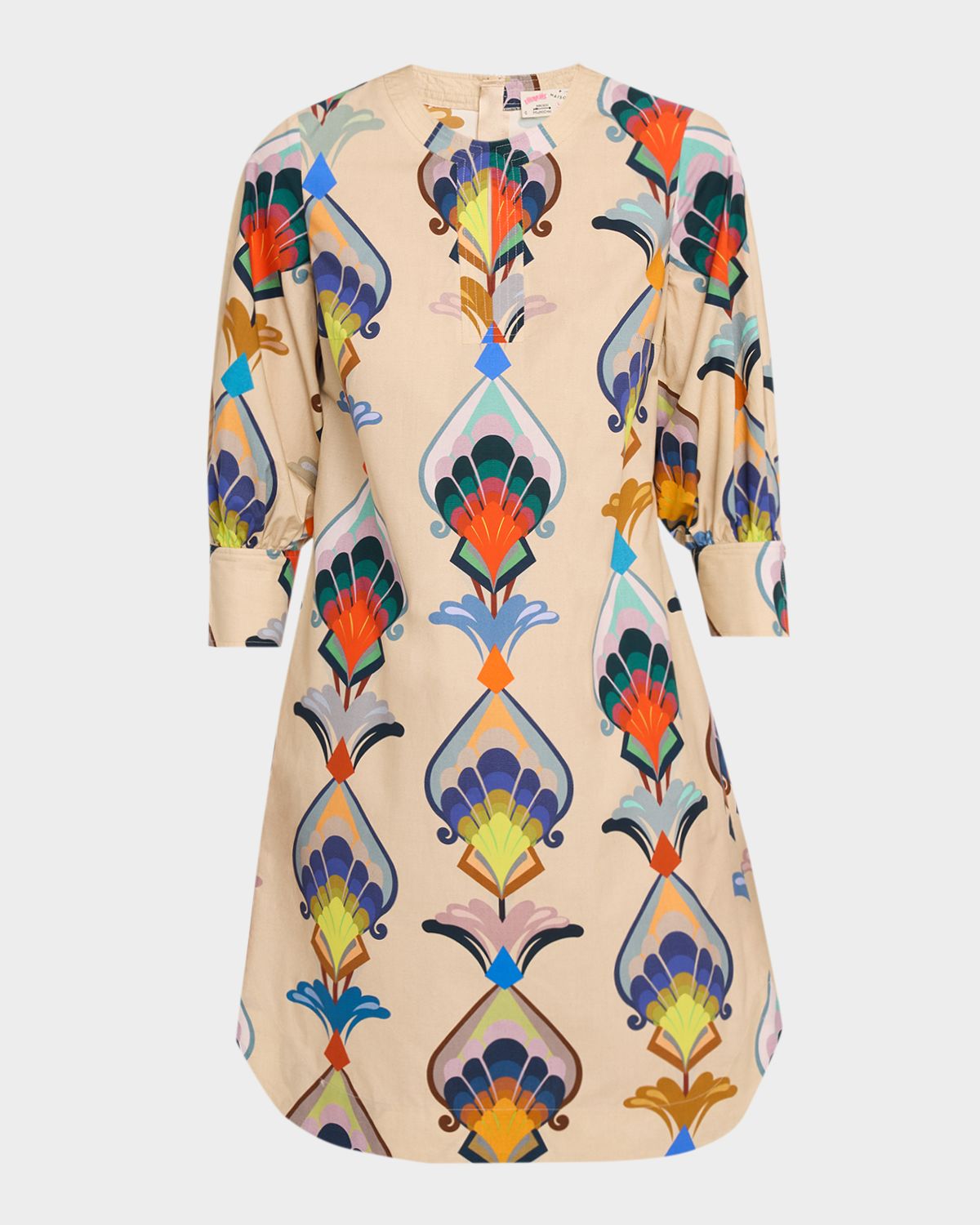Maison Common Abstract-Print Cotton Poplin 3/4-Sleeve Dress | Thumbnail 6 Maison Common Abstract-Print Cotton Poplin 3/4-Sleeve Dress | Thumbnail 6