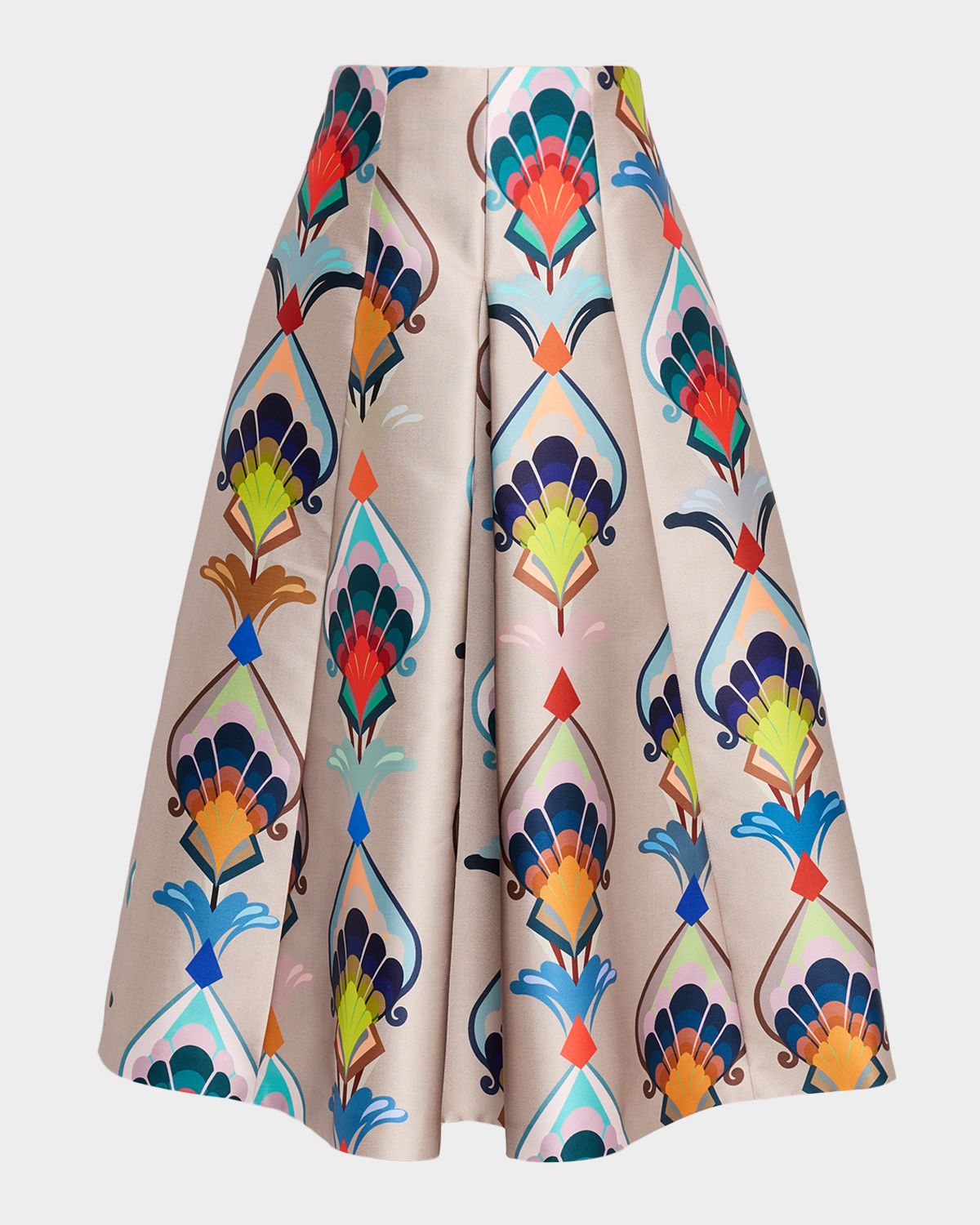 Maison Common Abstract-Print Mikado Pleated Midi Skirt