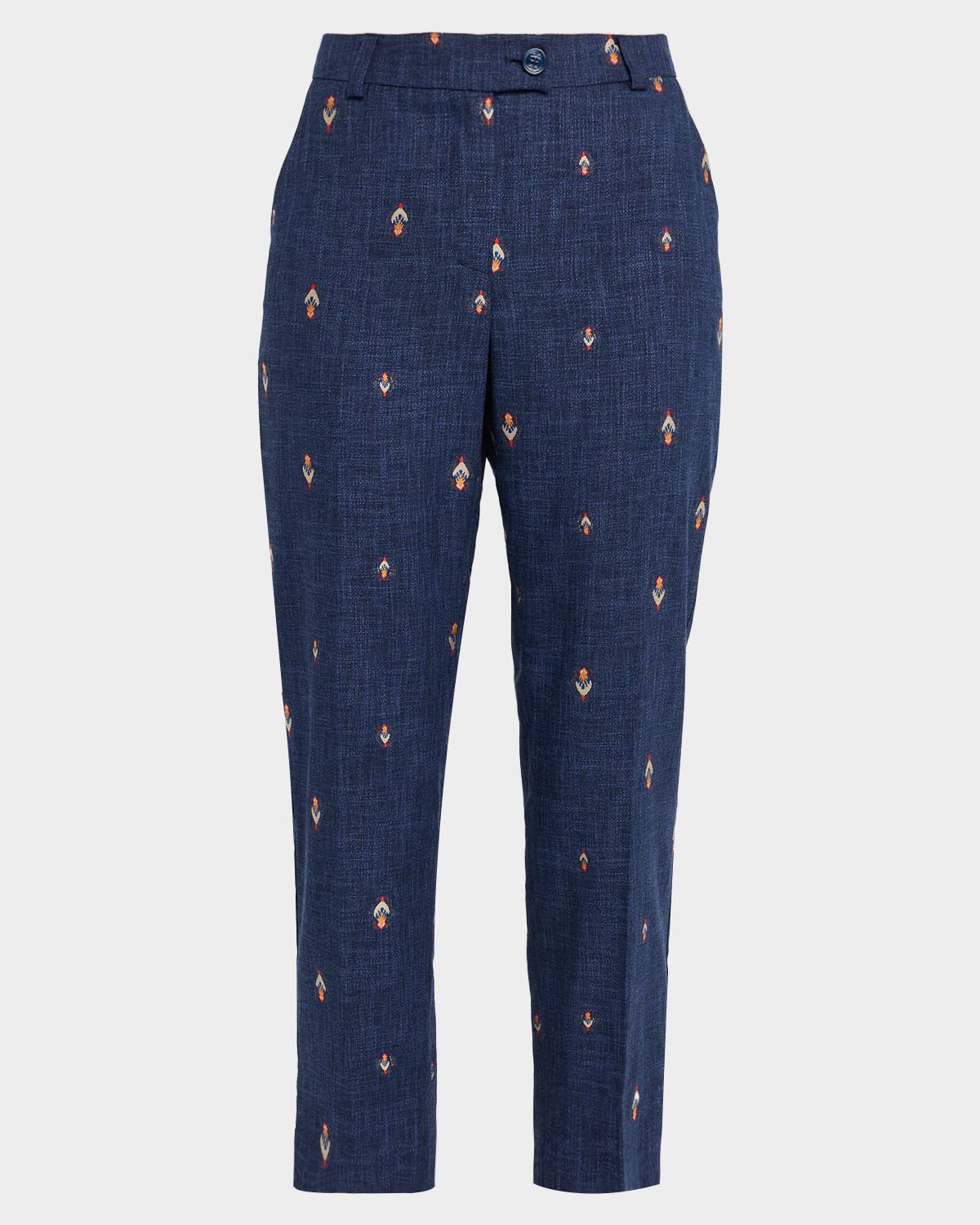 Maison Common Abstract Jacquard Signature Straight-Leg Ankle Trousers