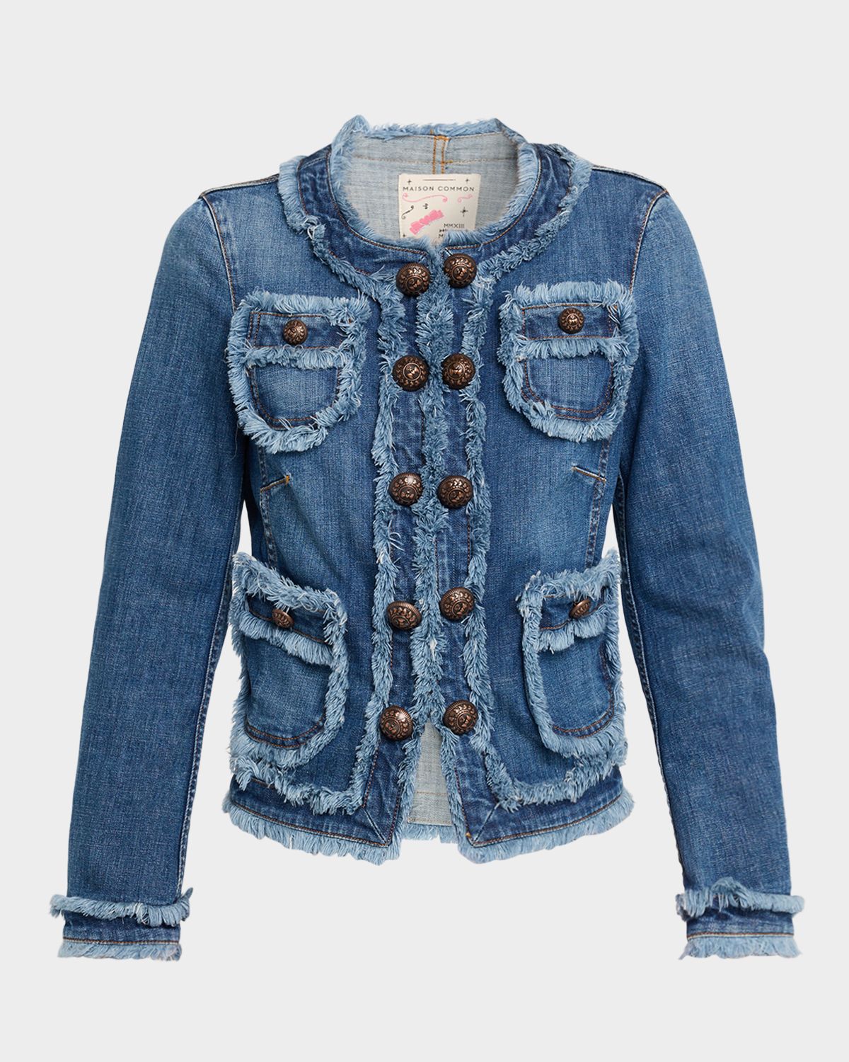 Maison Common Fringed Cotton-Stretch Denim Jacket