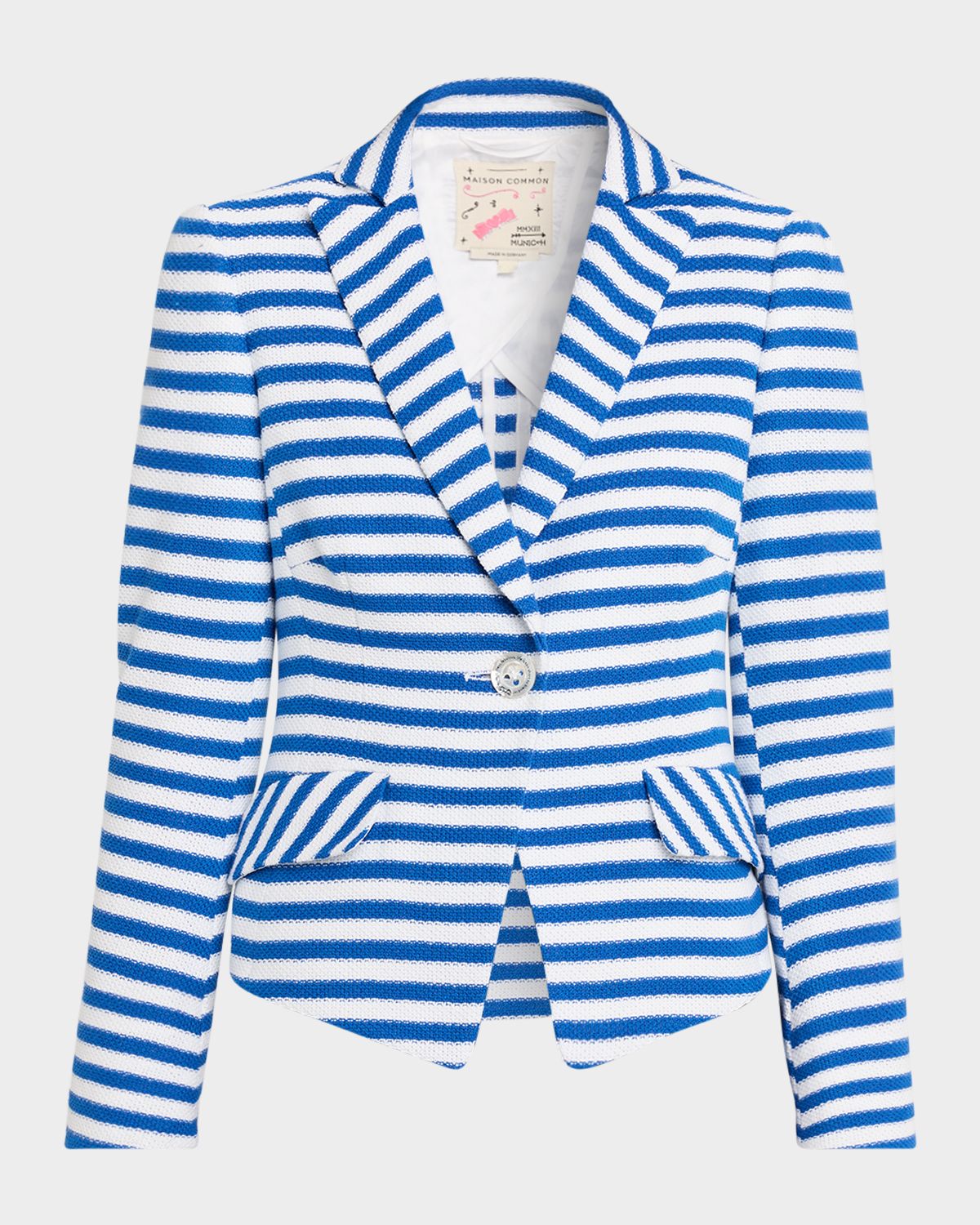 Maison Common Striped Textured Jersey Single-Breasted Jacket
