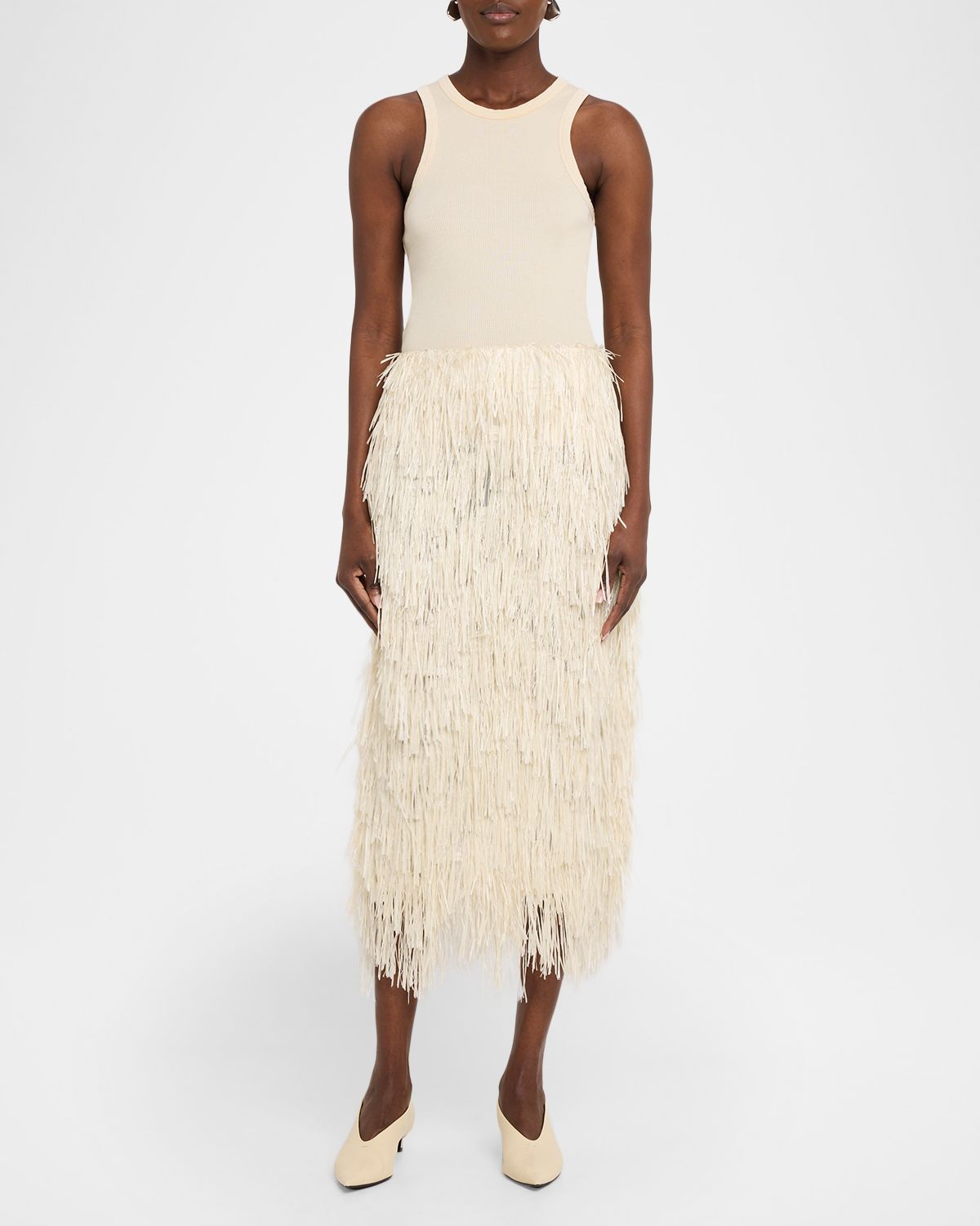 Co Fringe Raffia Midi Skirt