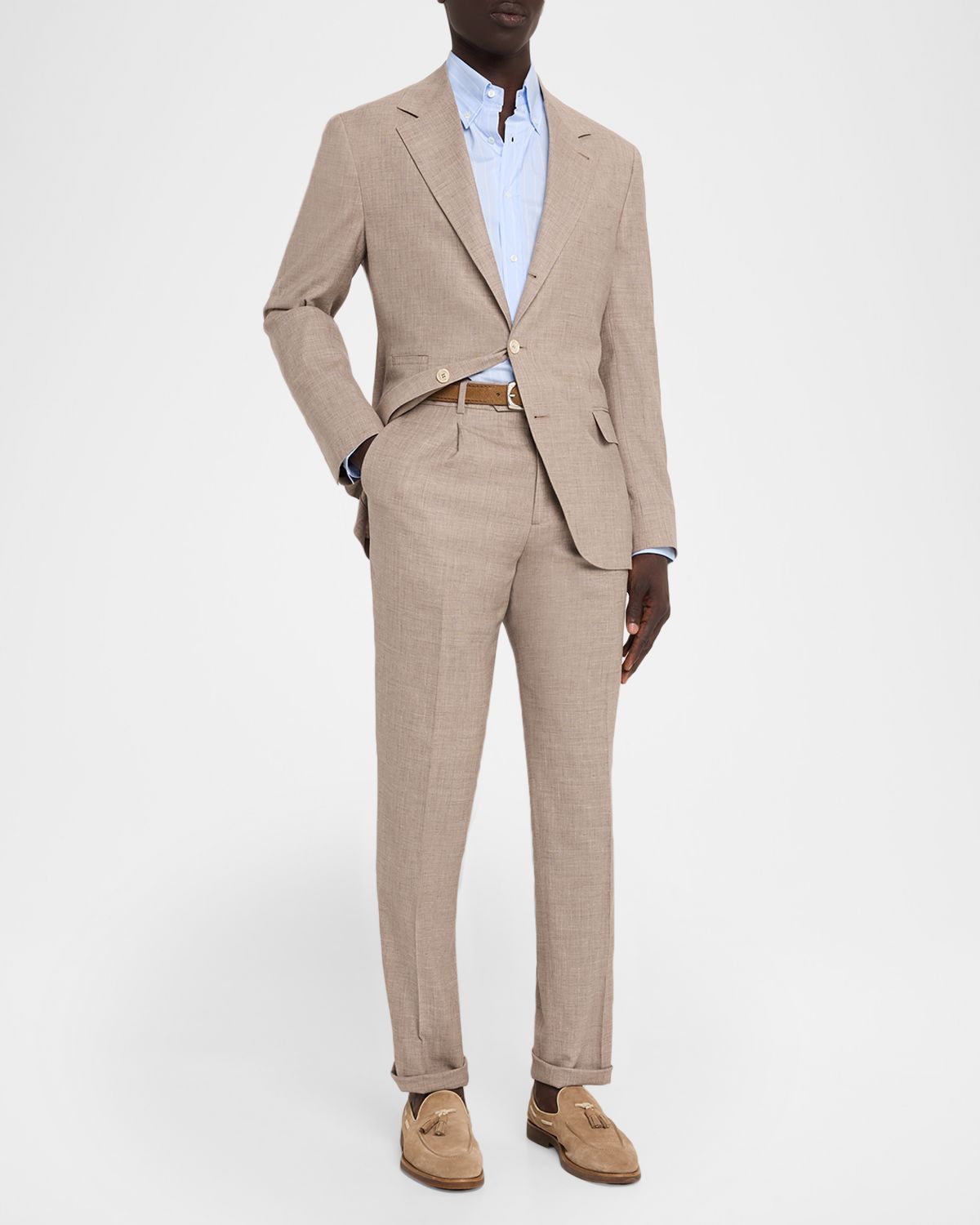 Brunello Cucinelli Men 's Wool. Silk and Linen Sharkskin Two-Piece Suit