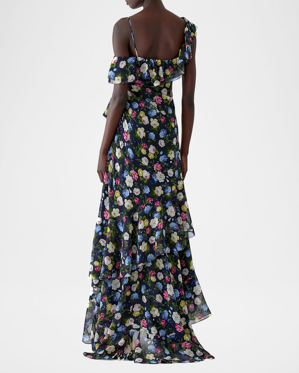 Carolina Herrera Floral-Print Silk Chiffon Asymmetric Ruffle Gown | Thumbnail 3 Carolina Herrera Floral-Print Silk Chiffon Asymmetric Ruffle Gown | Thumbnail 3