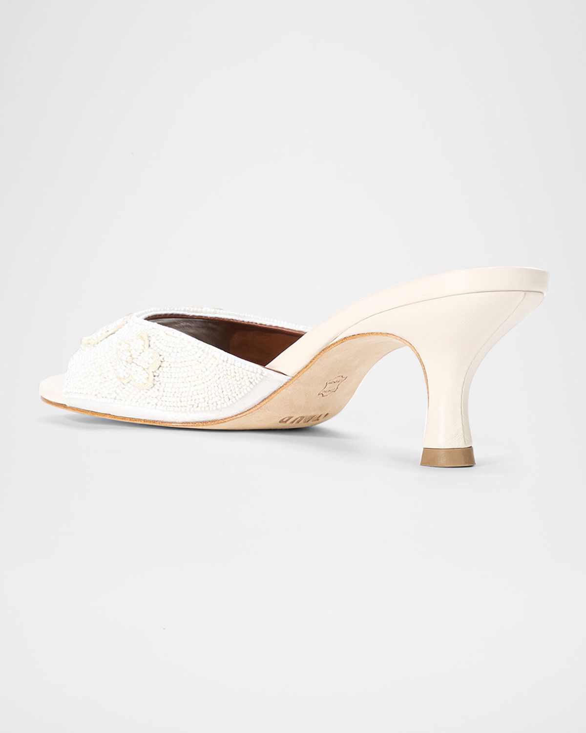 STAUD 60mm Brigitte Beaded Satin Kitten-Heel Mules