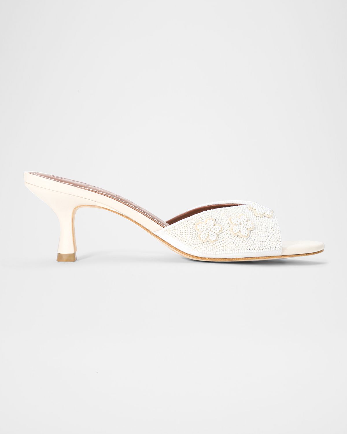 STAUD 60mm Brigitte Beaded Satin Kitten-Heel Mules