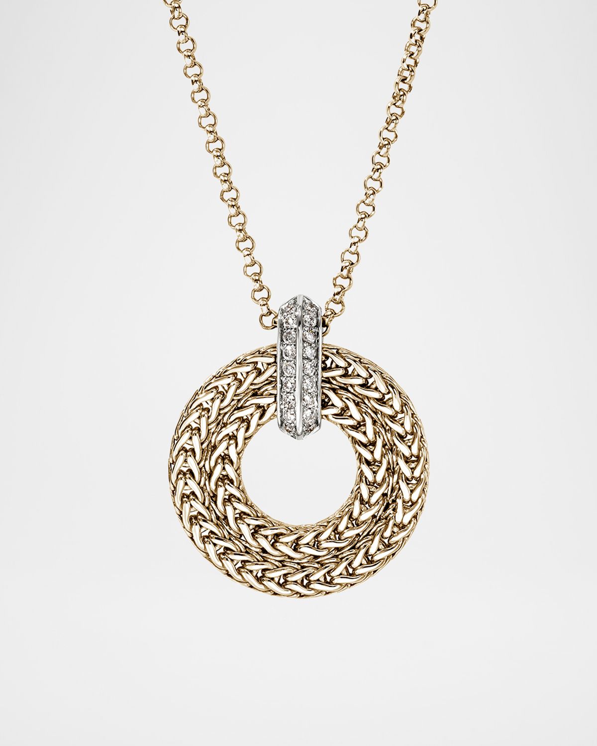 John Hardy Icon Link 14K Yellow Gold Pendant Necklace with Diamonds, 2mm, 18"L