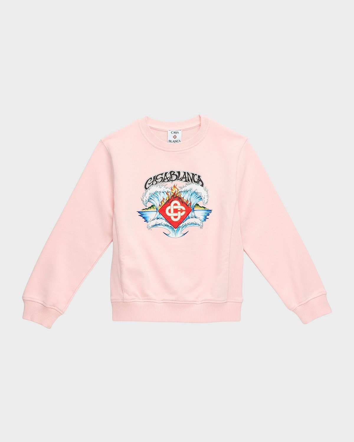 CASABLANCA Girl 's Waves Logo Organic Cotton Sweatshirt, Size 3-14