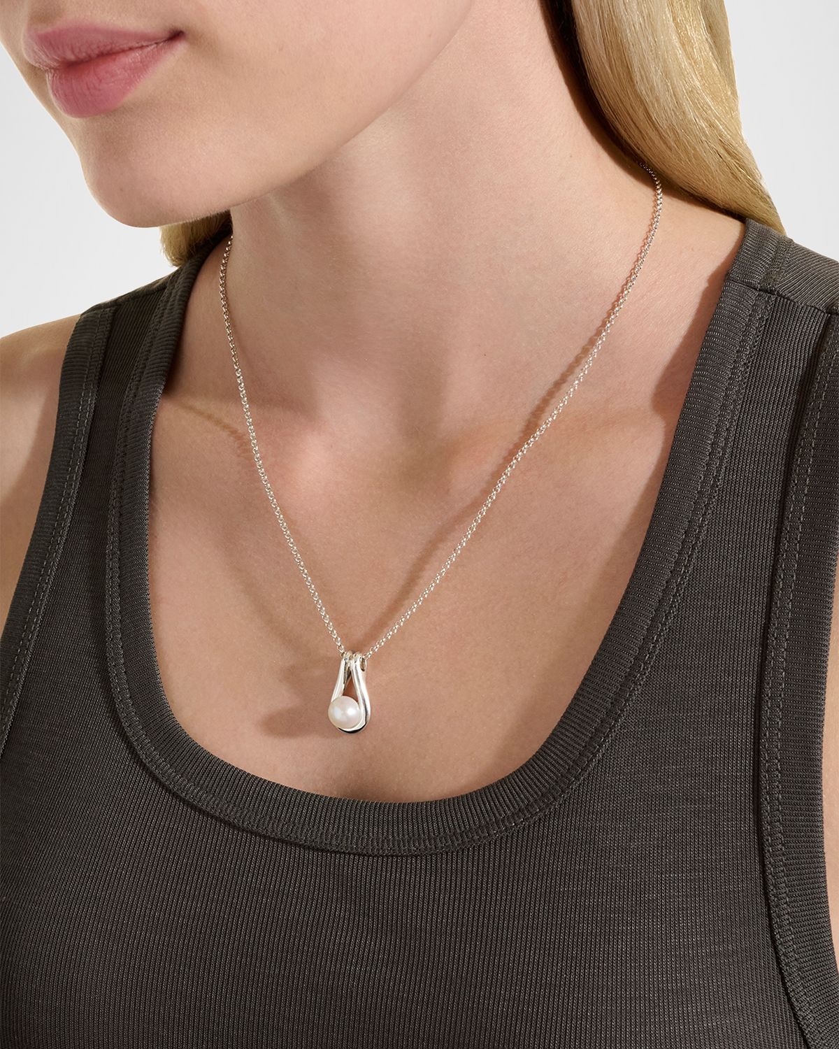 John Hardy Surf Sterling Silver Pearl Pendant Necklace, 2mm, 20"L