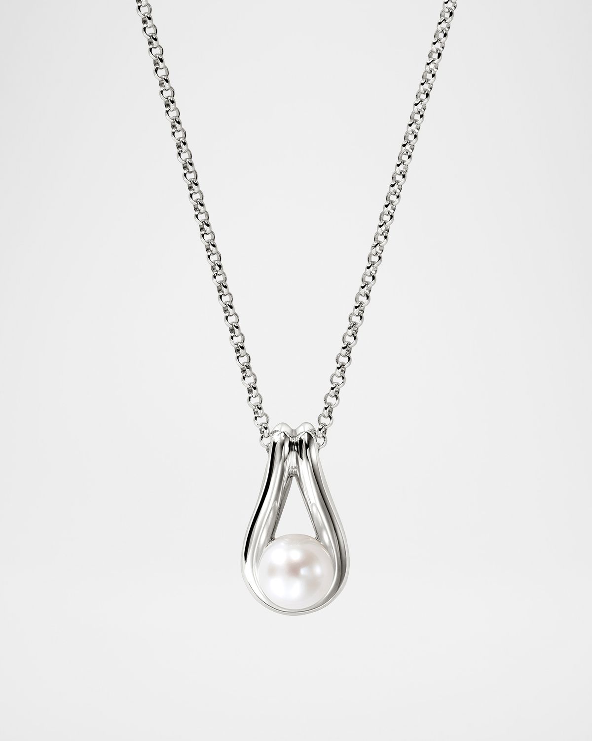 John Hardy Surf Sterling Silver Pearl Pendant Necklace, 2mm, 20"L