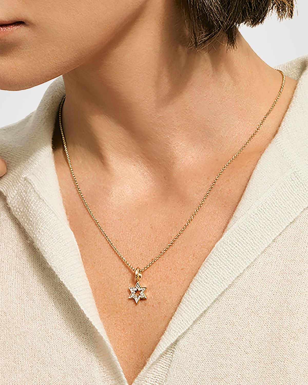 John Hardy JH Essential 14K Yellow Gold Diamond Star of David Necklace, 1.5mm, 18"L