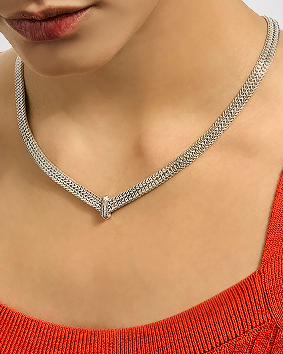 John Hardy Icon Link Sterling Silver Necklace with Diamonds, 6mm